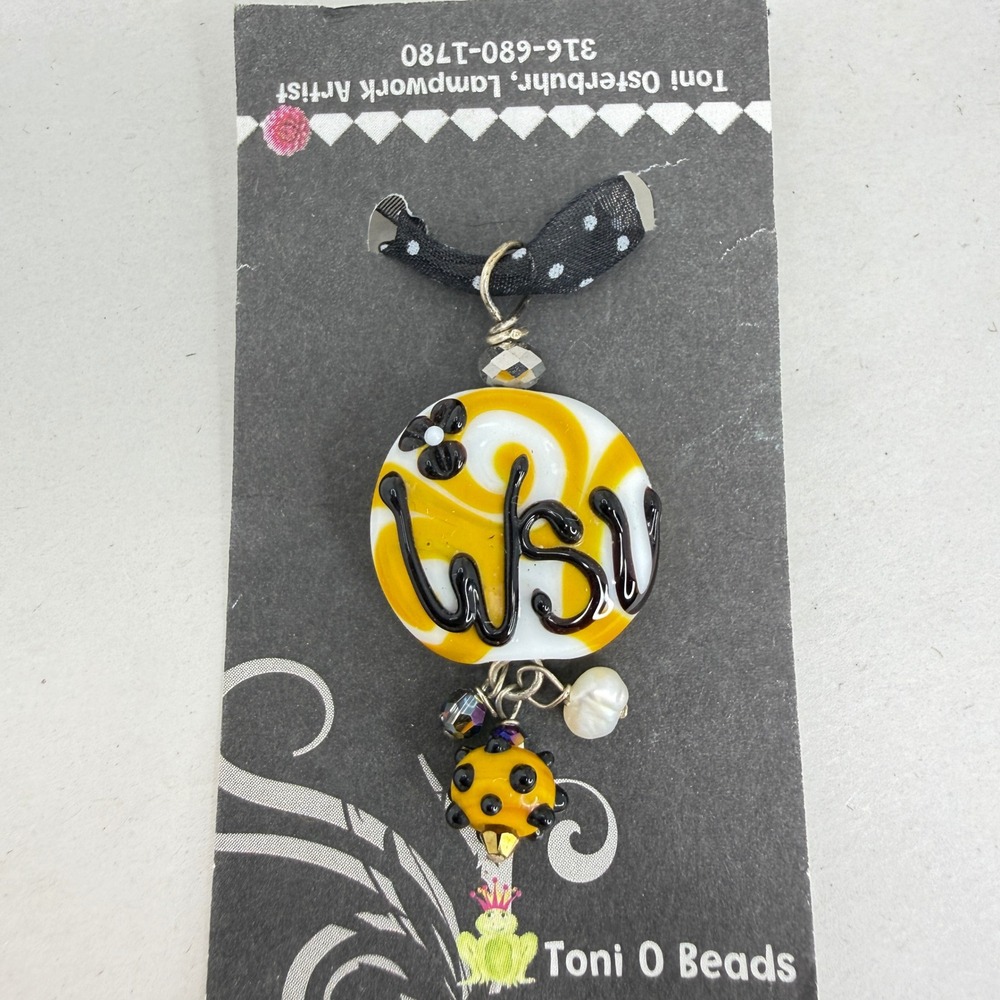 Toni O‎ Beads WSU Wichita State University Lampwork Glass Pendant Toni Osterbuhr